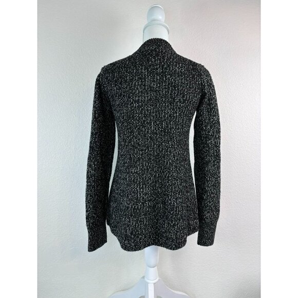 Athleta women's XS black white variegated wool blend stretch sweater top‎ - Picture 5 of 7